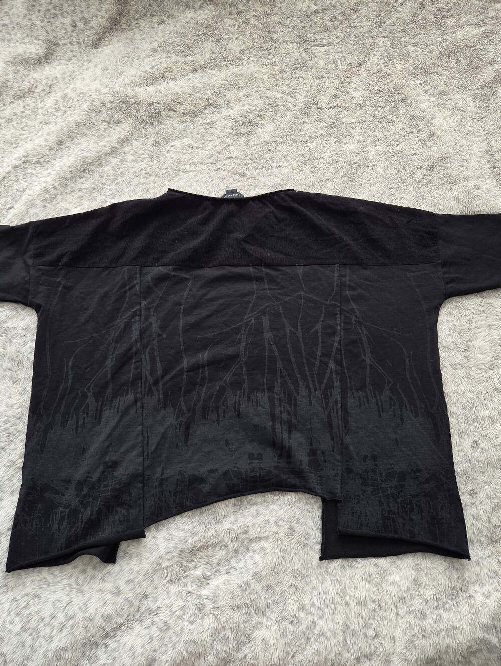 LUUKAA Asymmetric Abstract Graphic Tunic Top - Earth Smoke Print - Black / Charc - Picture 2 of 11